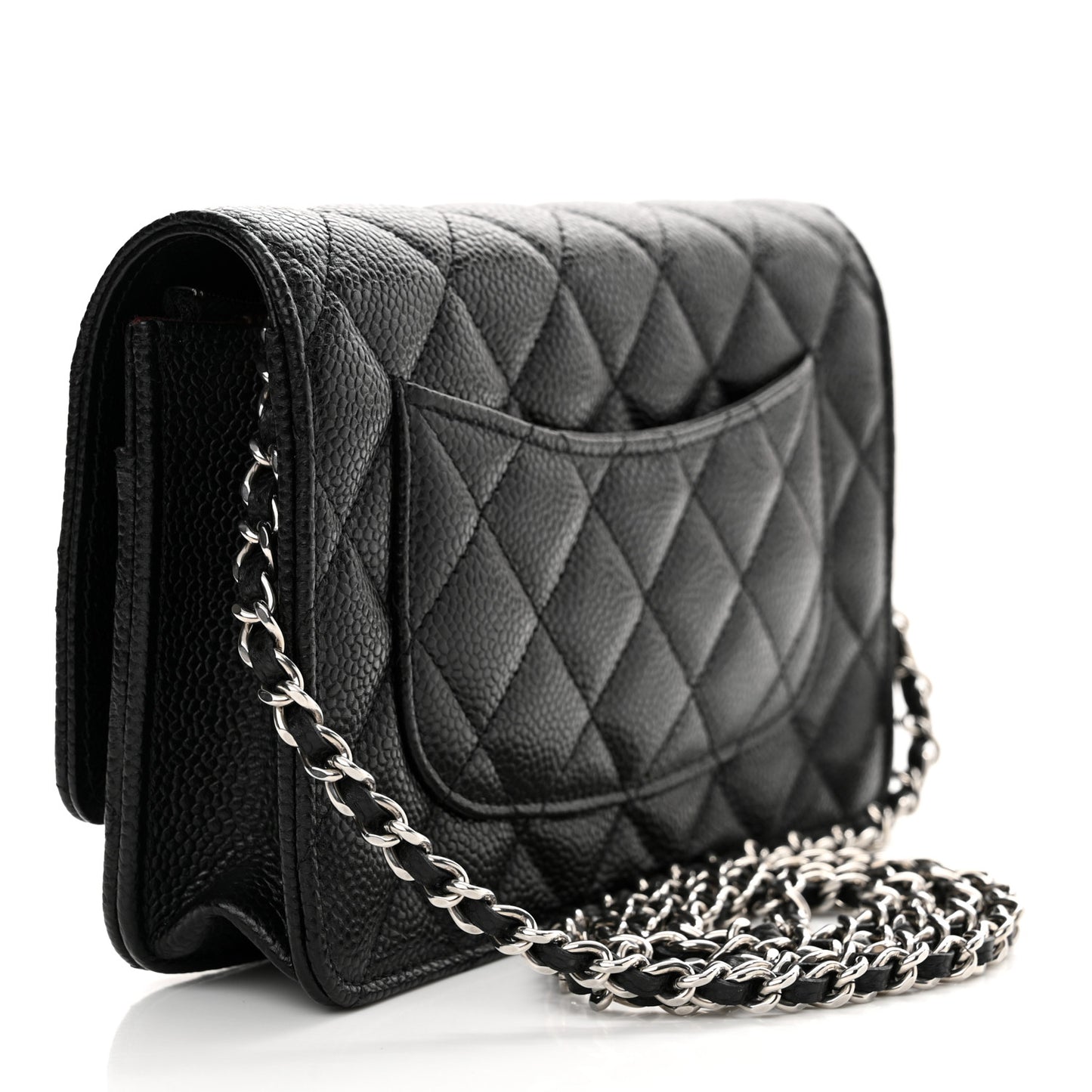 Caviar Quilted Wallet on Chain WOC Black