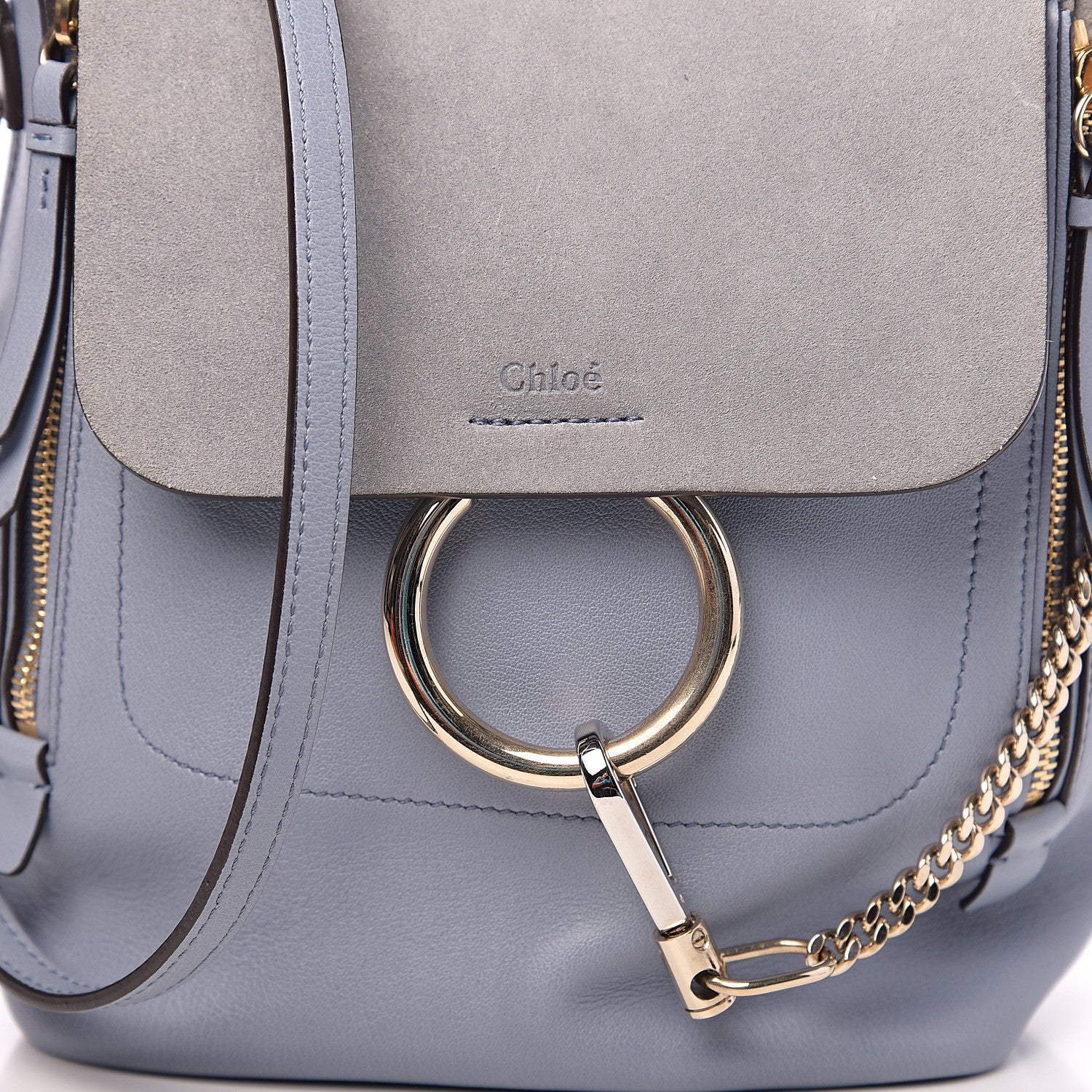 Chloe Suede Calfskin Small Faye Backpack Washed Blue 9 of 9