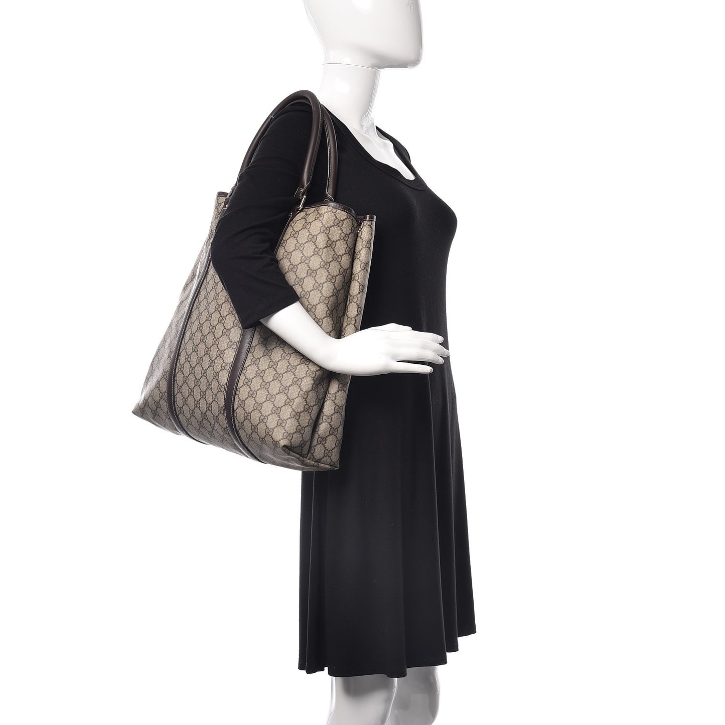 GG Plus Monogram Joy Vertical Tote Dark Brown
