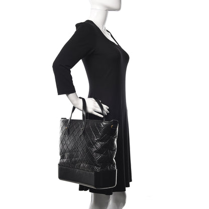 Chanel Aged Calfskin Quilted Large Gabrielle Shopping Tote Black 2 of 14