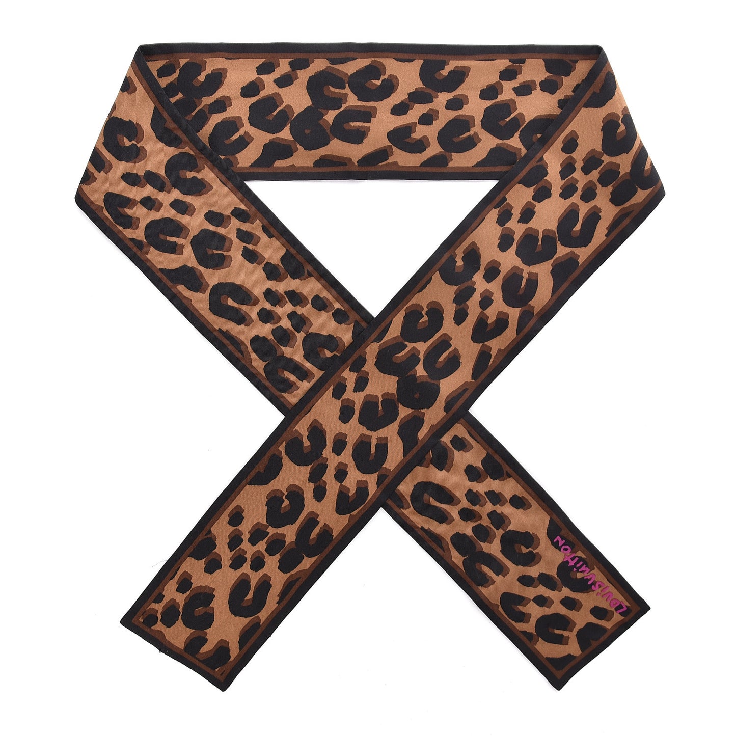 Silk Leopard Bandeau Scarf Marron