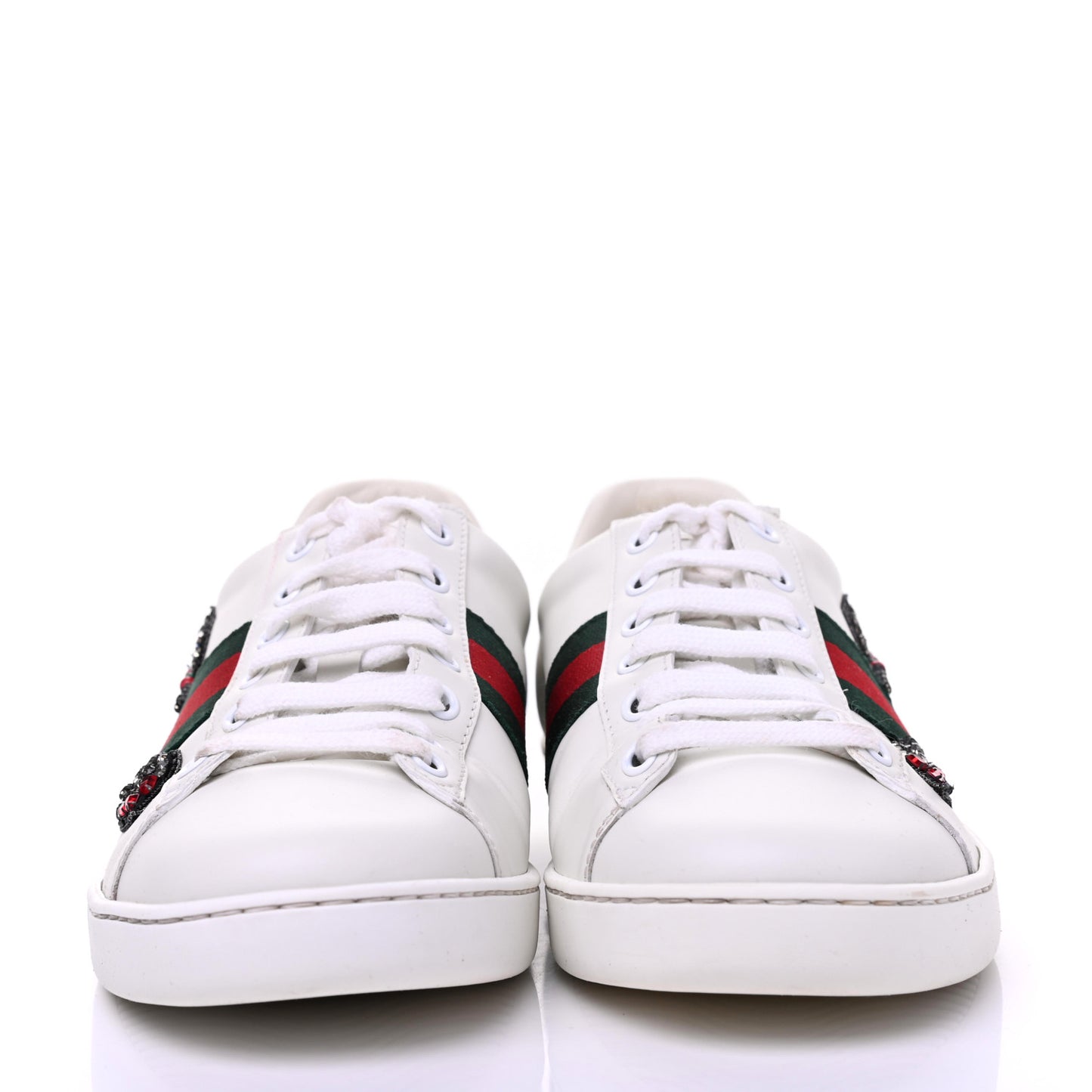 Calfskin Web Studded Womens Arrow Ace Sneakers 40 White