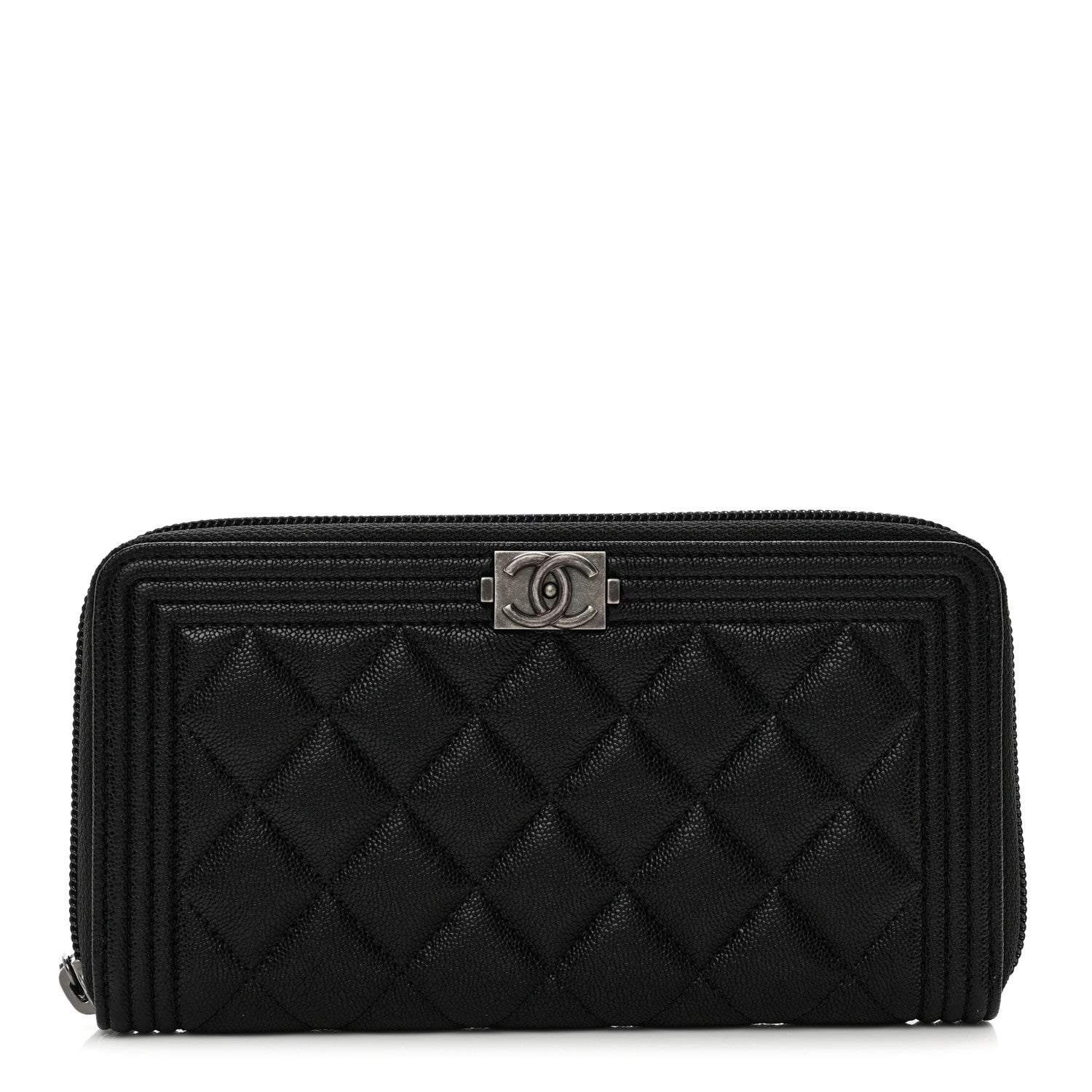 Chanel Caviar Quilted Boy Long Zip Around Wallet Black 1 of 8