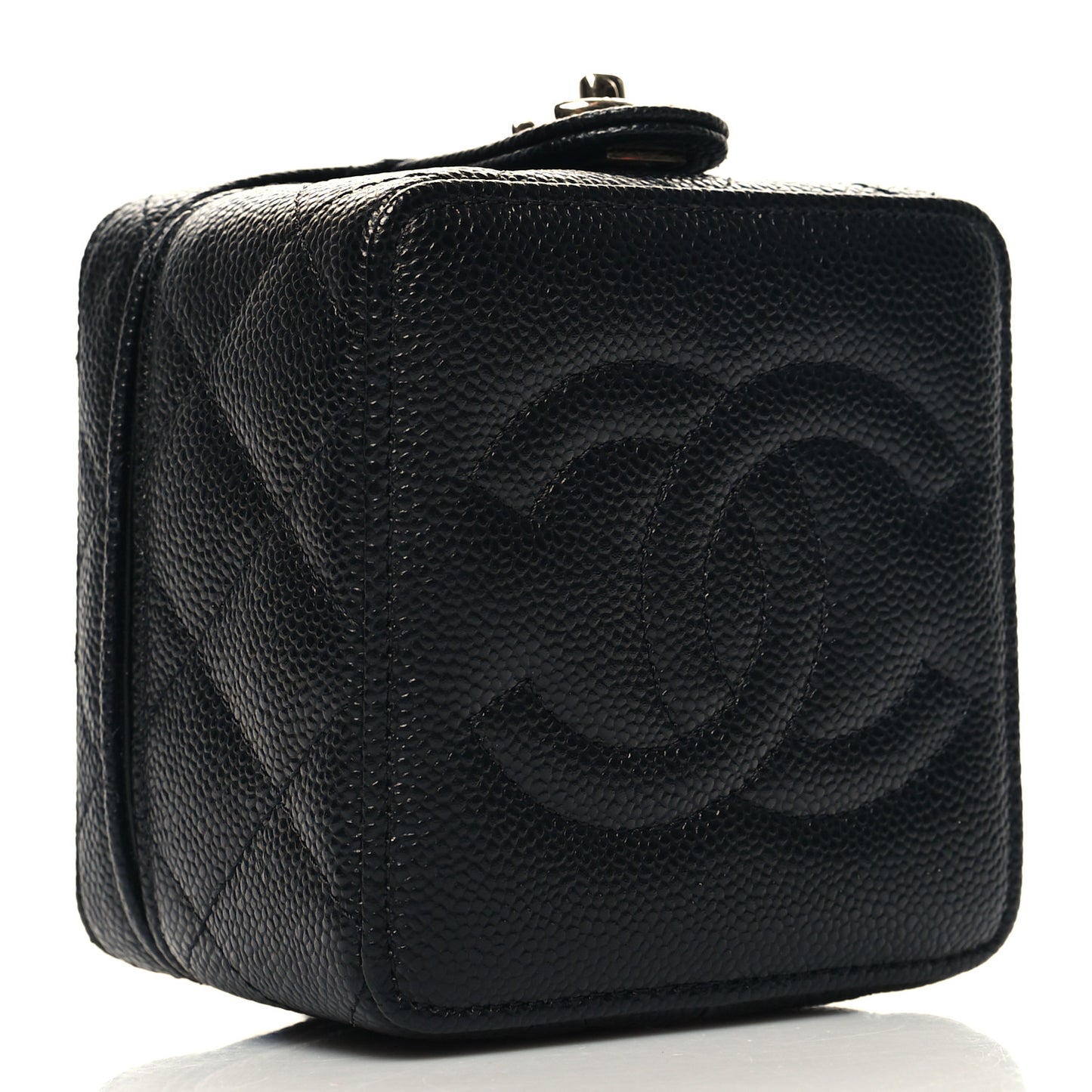 Caviar Quilted Mini Vanity Wrist Case With Chain Black