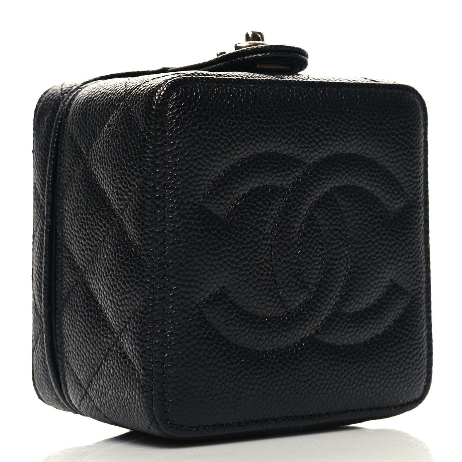 Chanel Caviar Quilted Mini Vanity Wrist Case With Chain Black 4 of 12