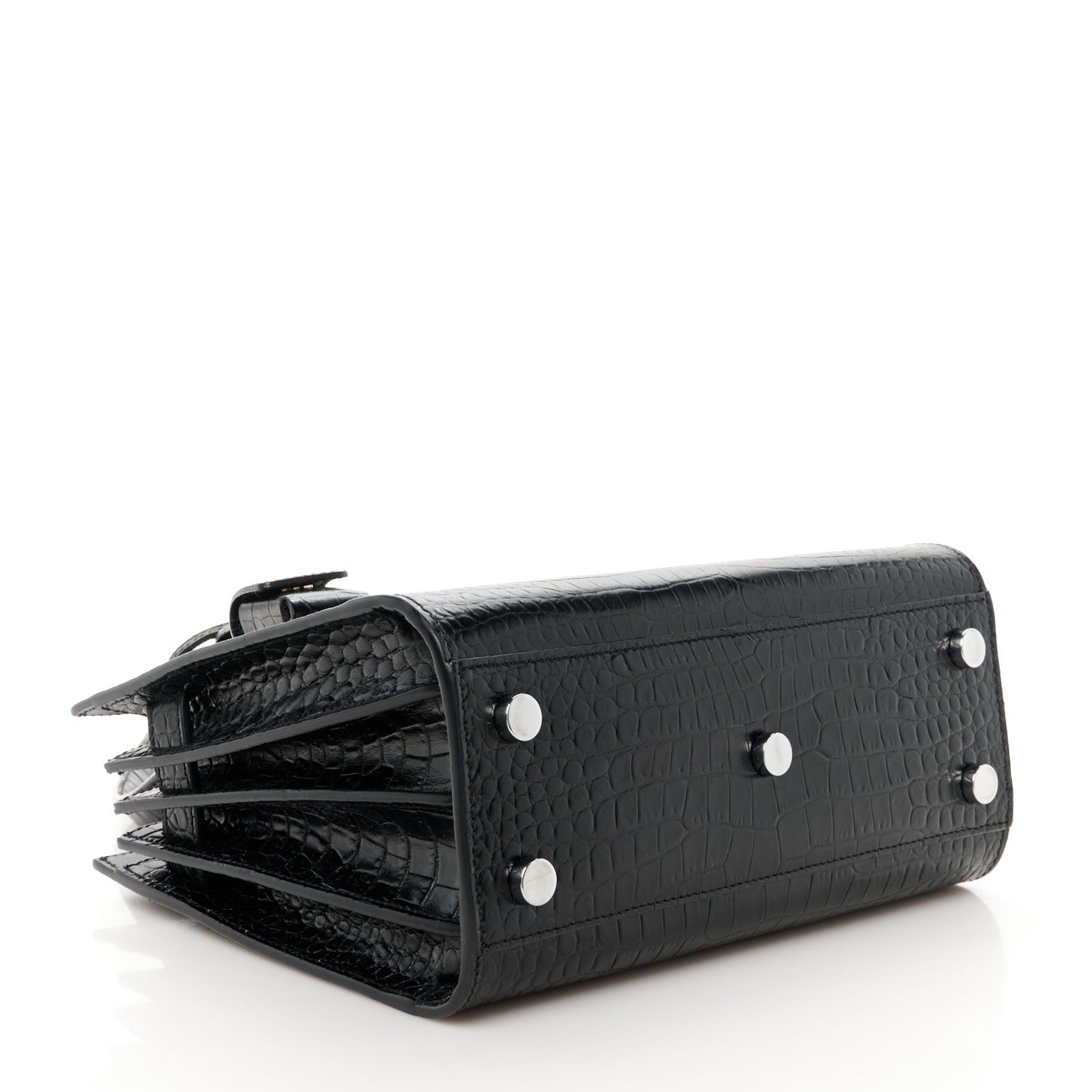 Calfskin Crocodile Embossed Nano Sac De Jour Black