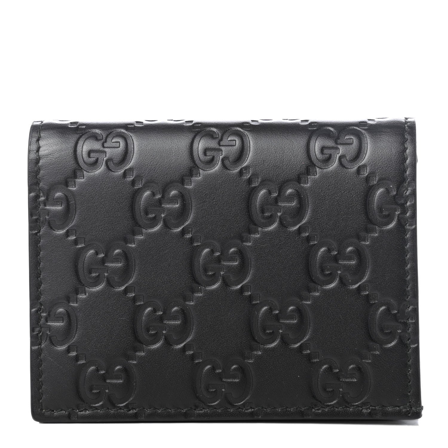 Gucci Guccissima Card Case Wallet Black 1 of 8