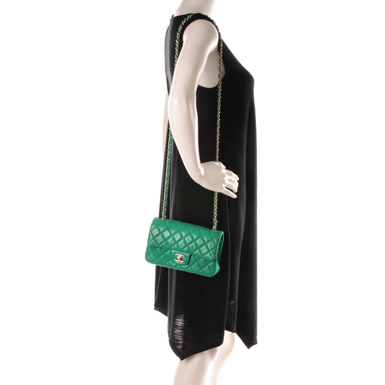 Chanel Lambskin Quilted Mini Rectangular Flap Green 2 of 7