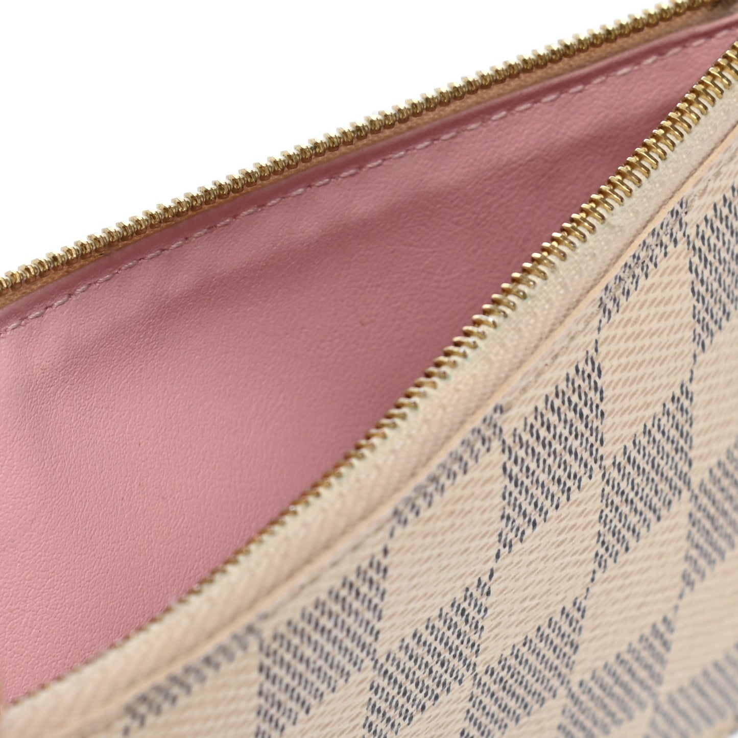 Damier Azur Felicie Chain Wallet Zippered Insert Rose Ballerine