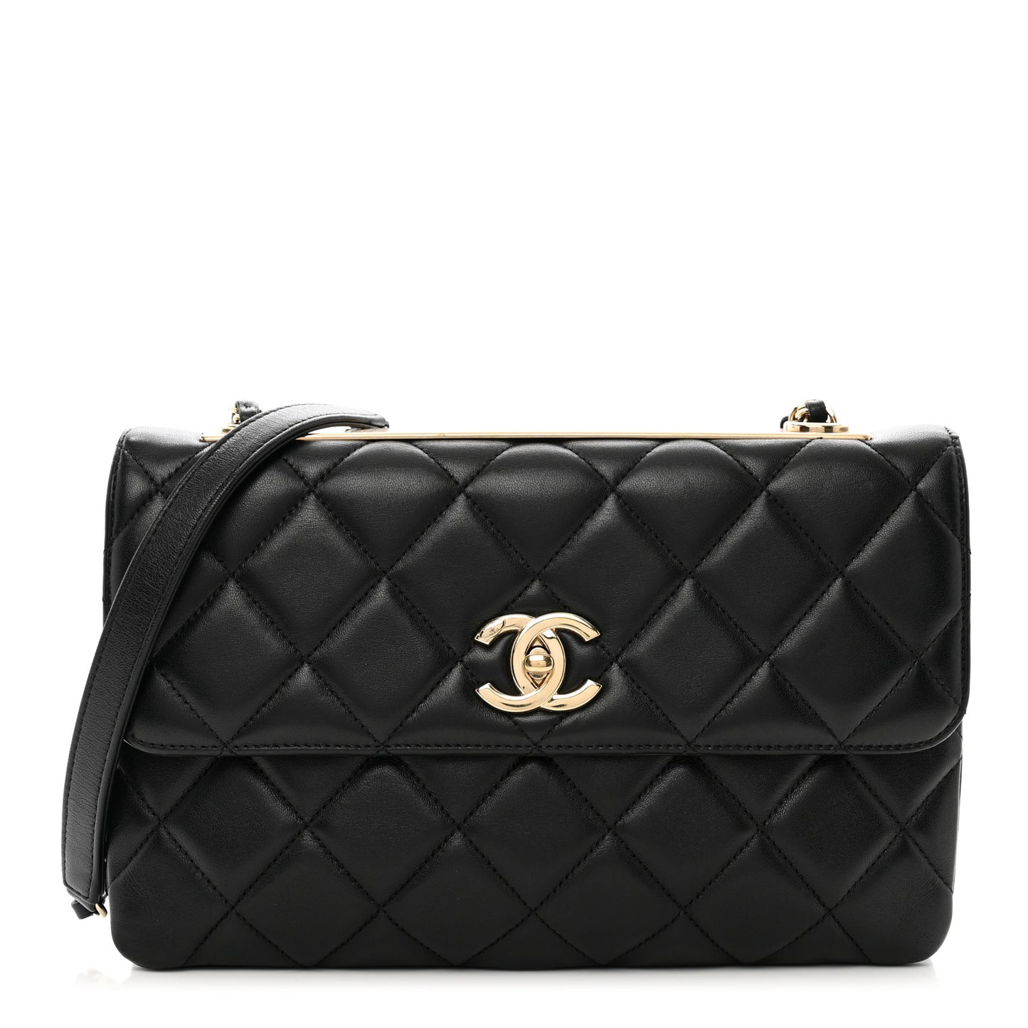 Lambskin Quilted Medium Trendy CC Flap Black