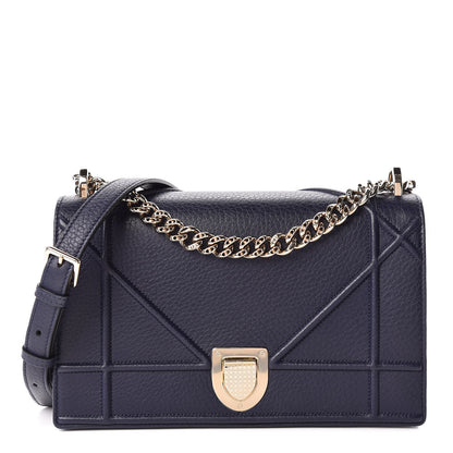 Christian Dior Grained Calfskin Medium Diorama Flap Bag Blue 1 of 12