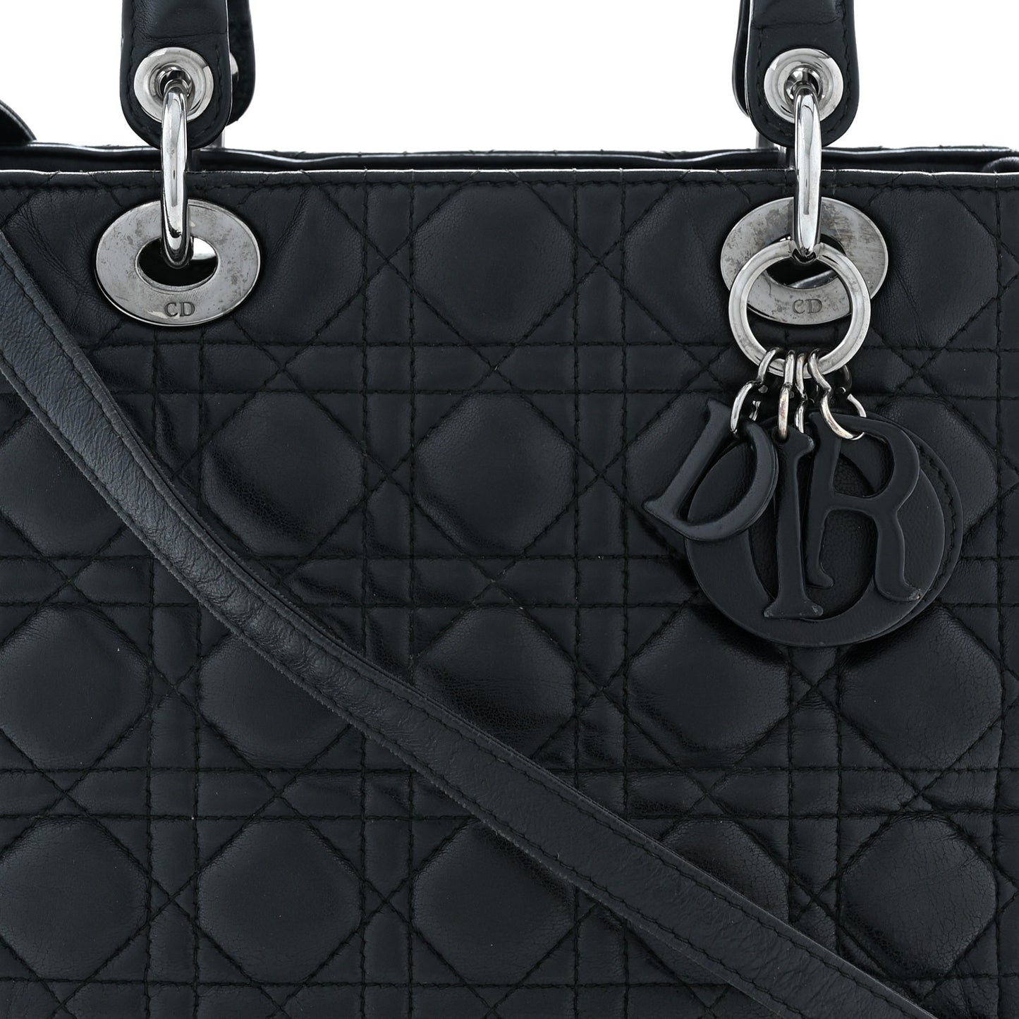 Ultra Matte Calfskin Cannage Medium Lady Dior Black