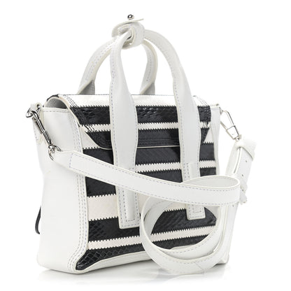 3.1 Phillip Lim Snakeskin Calfskin Mini Pashli Satchel Black White 3 of 13