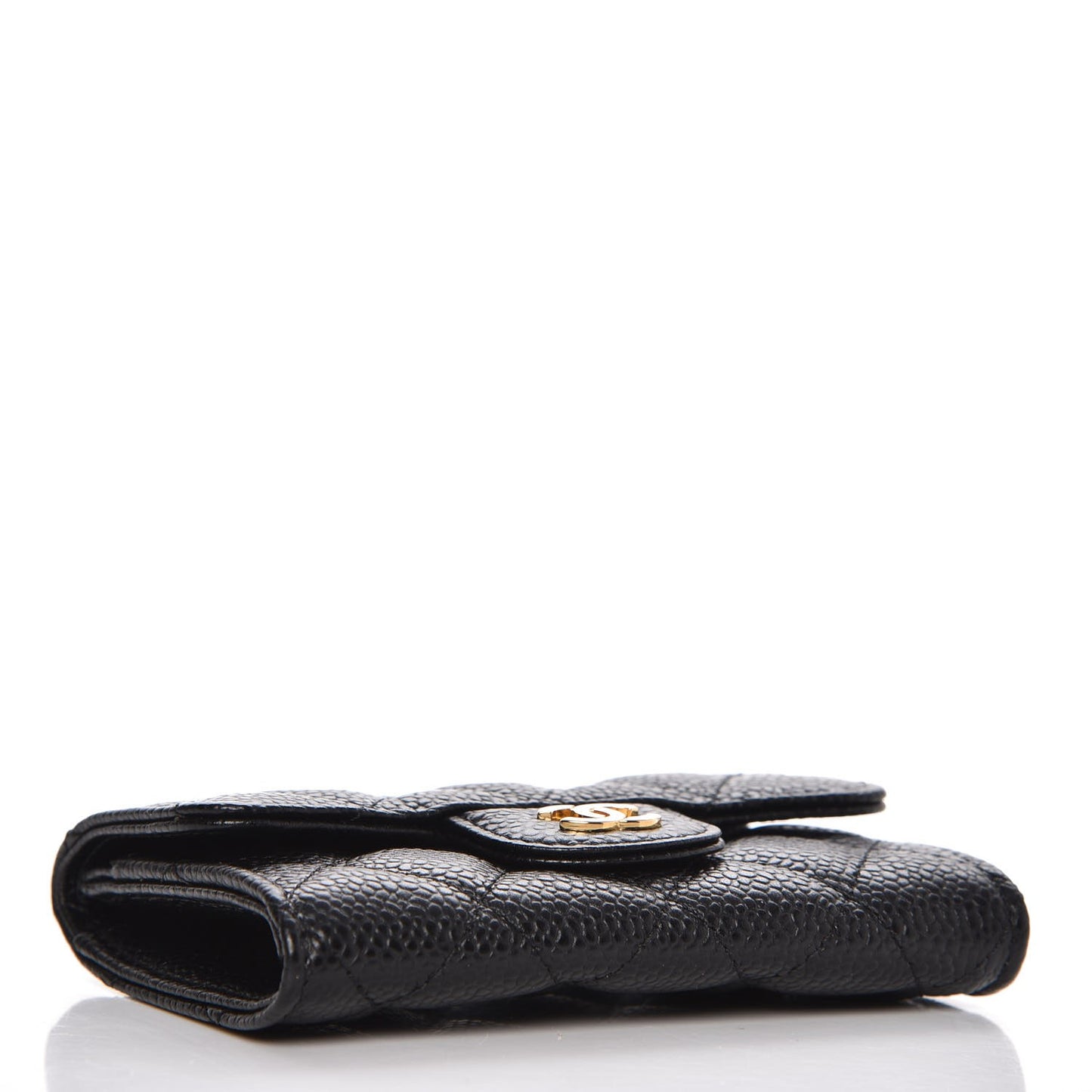 Caviar Quilted Flap Card Holder Black