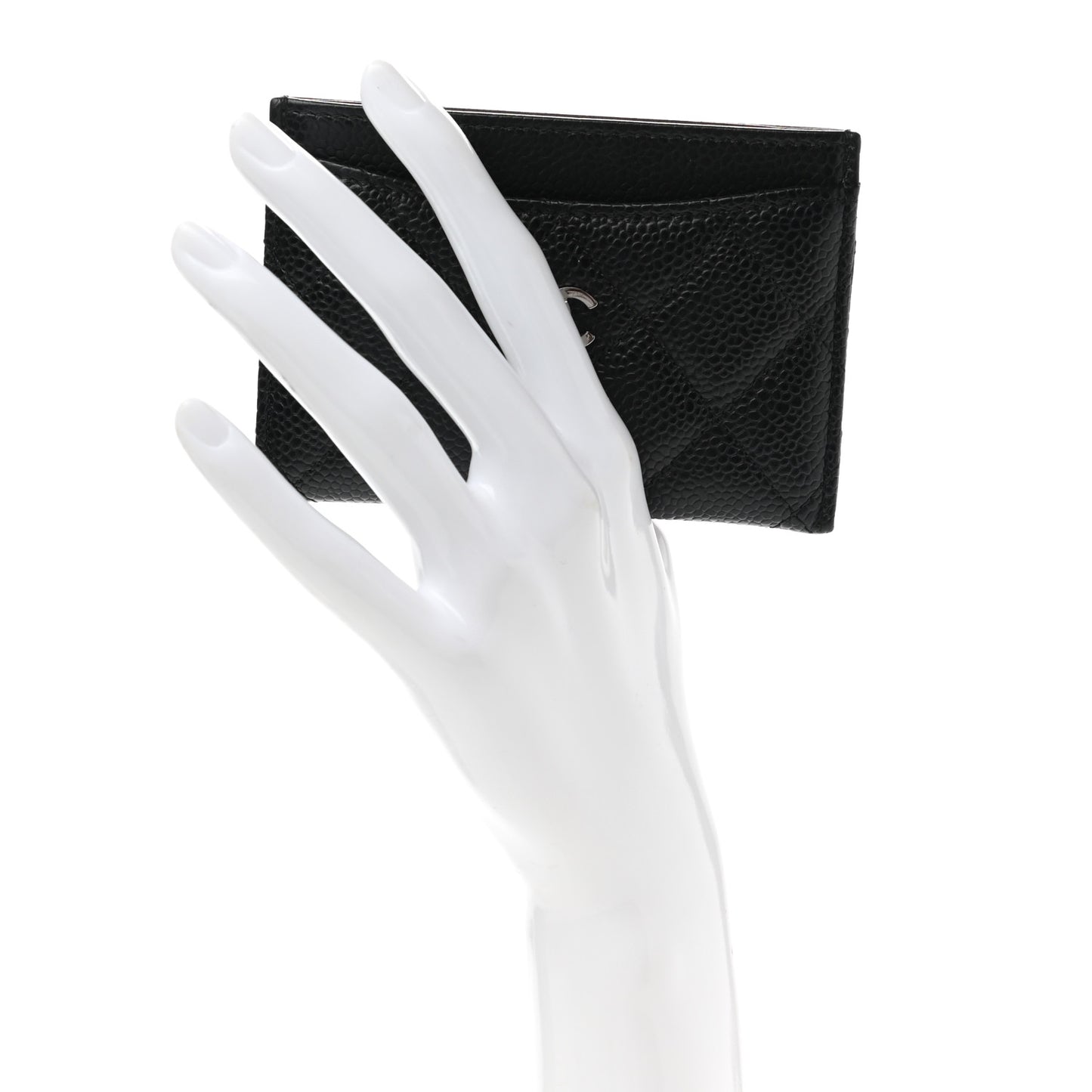 Caviar Quilted Card Holder Black