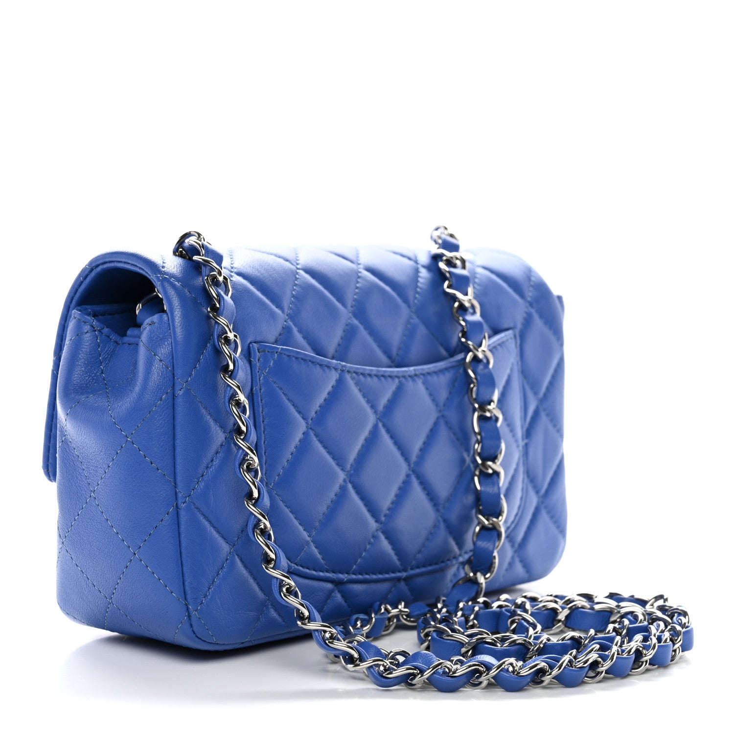 Chanel Lambskin Quilted Mini Rectangular Flap Blue 3 of 10