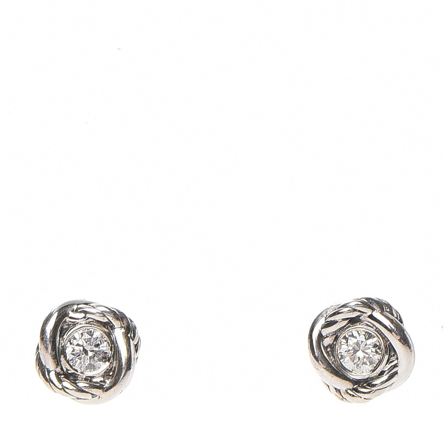 Sterling Silver Diamond 7mm Infinity Stud Earrings