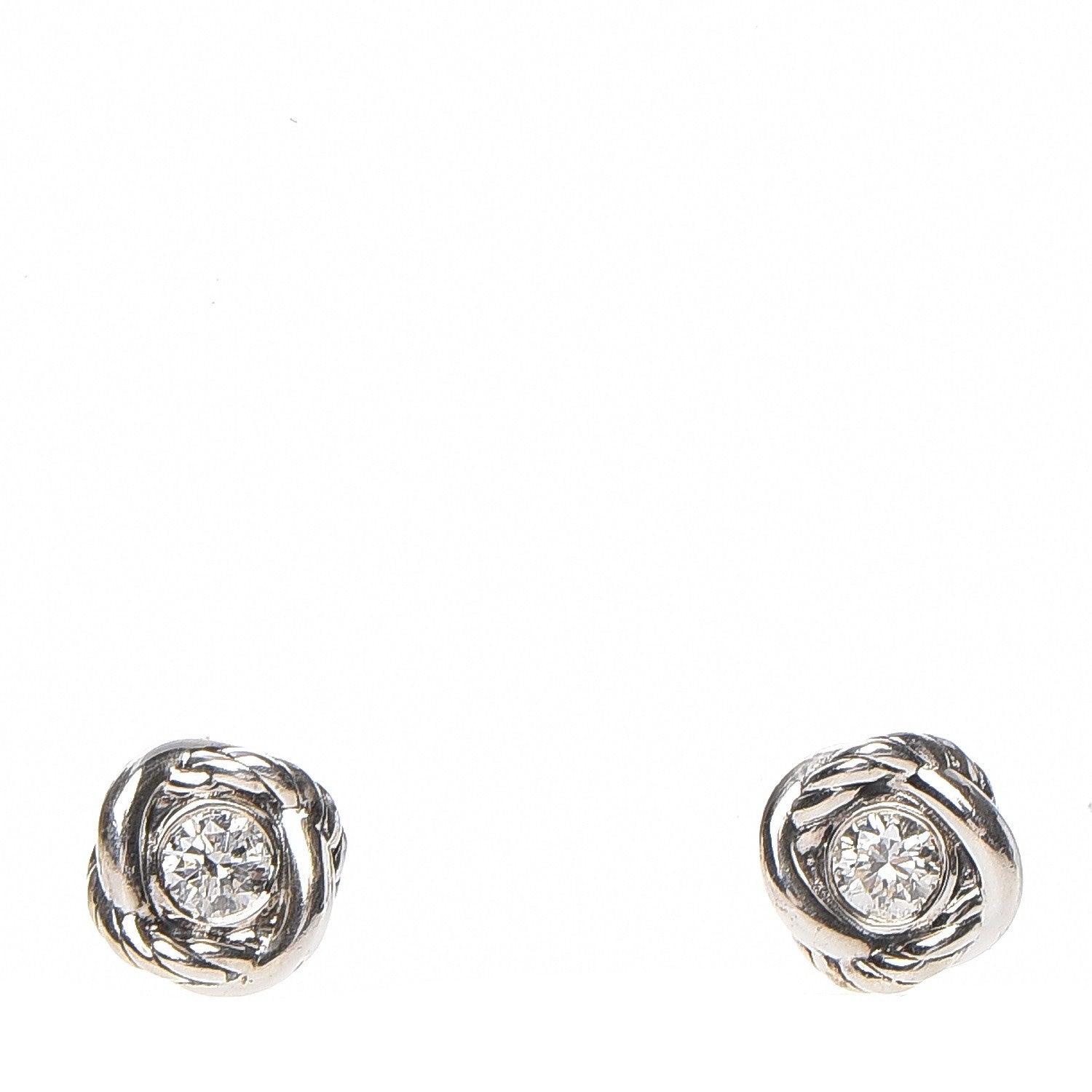David Yurman Sterling Silver Diamond 7mm Infinity Stud Earrings 1 of 6