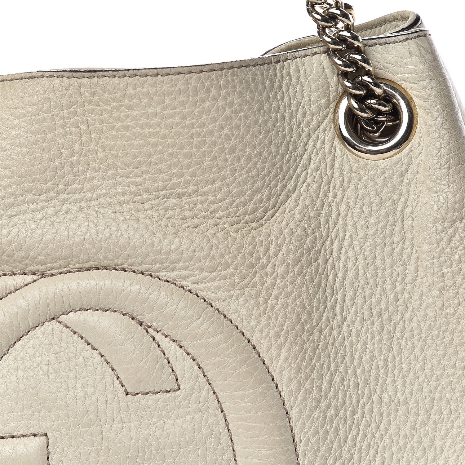 Gucci Pebbled Calfskin Medium Soho Chain Shoulder Bag Off White 14 of 16