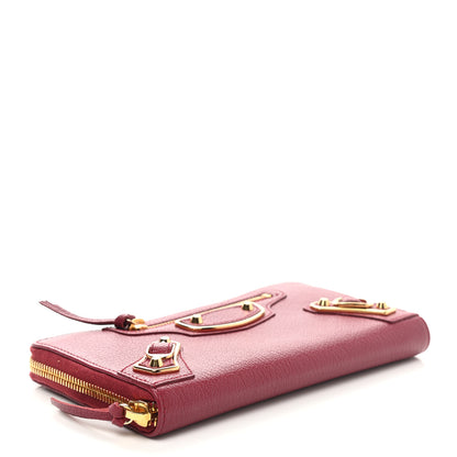 Balenciaga Chevre Gold Metallic Edge Hardware Zip Around Wallet Rouge Grenat 4 of 8