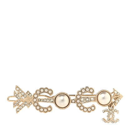 Chanel Pearl Crystal Queen of France Brooch Barrette Gold 1 of 4