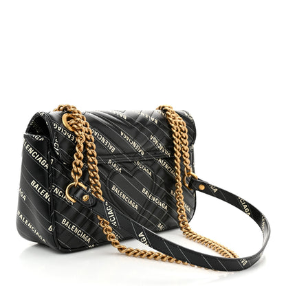 Gucci X BALENCIAGA Calfskin Matelasse Logo Print Small GG Marmont Shoulder Bag Black 3 of 10