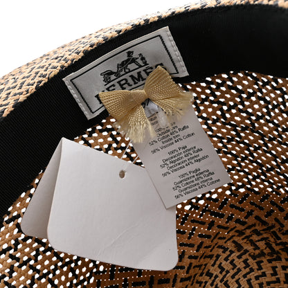 Hermes Straw Chapeau Femme Etna Panama Hat 57 Naturel Black 8 of 8
