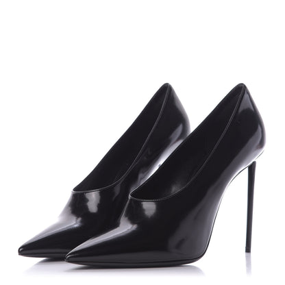 Saint Laurent Patent Calfskin Teddy High Vamp 105 Pumps 39.5 Black 3 of 10