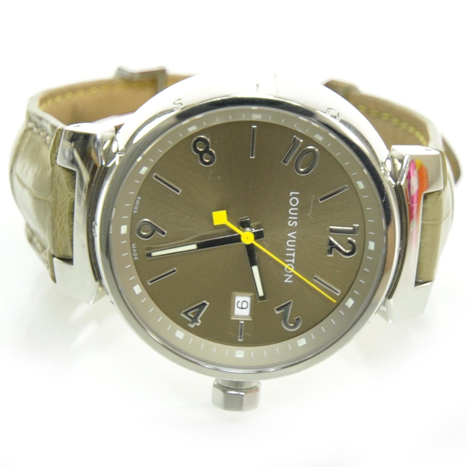 Louis Vuitton Stainless Steel Alligator 34mm Tambour Quartz Watch Champagne 1 of 7