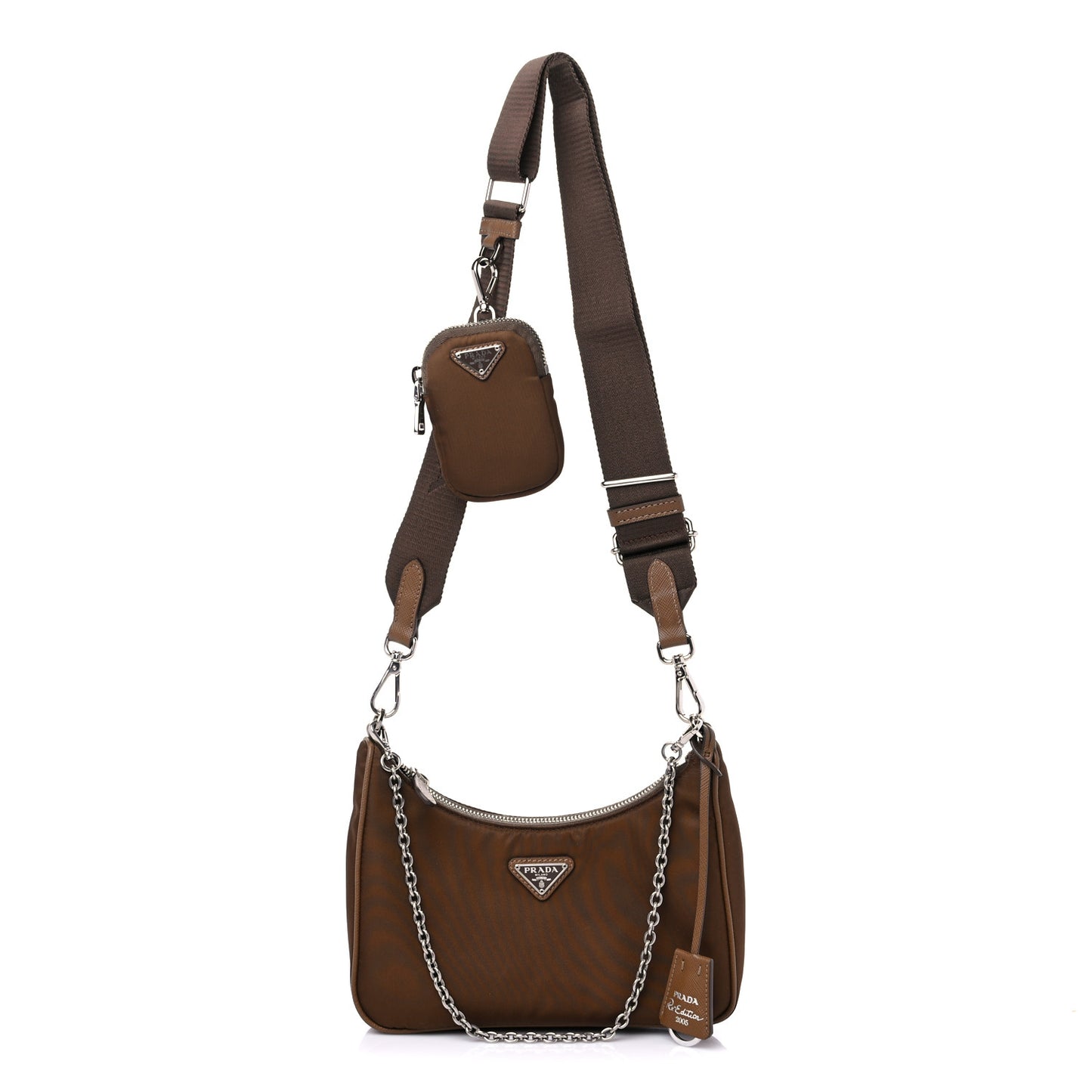 Tessuto Nylon Saffiano Re-Edition 2005 Shoulder Bag Cacao