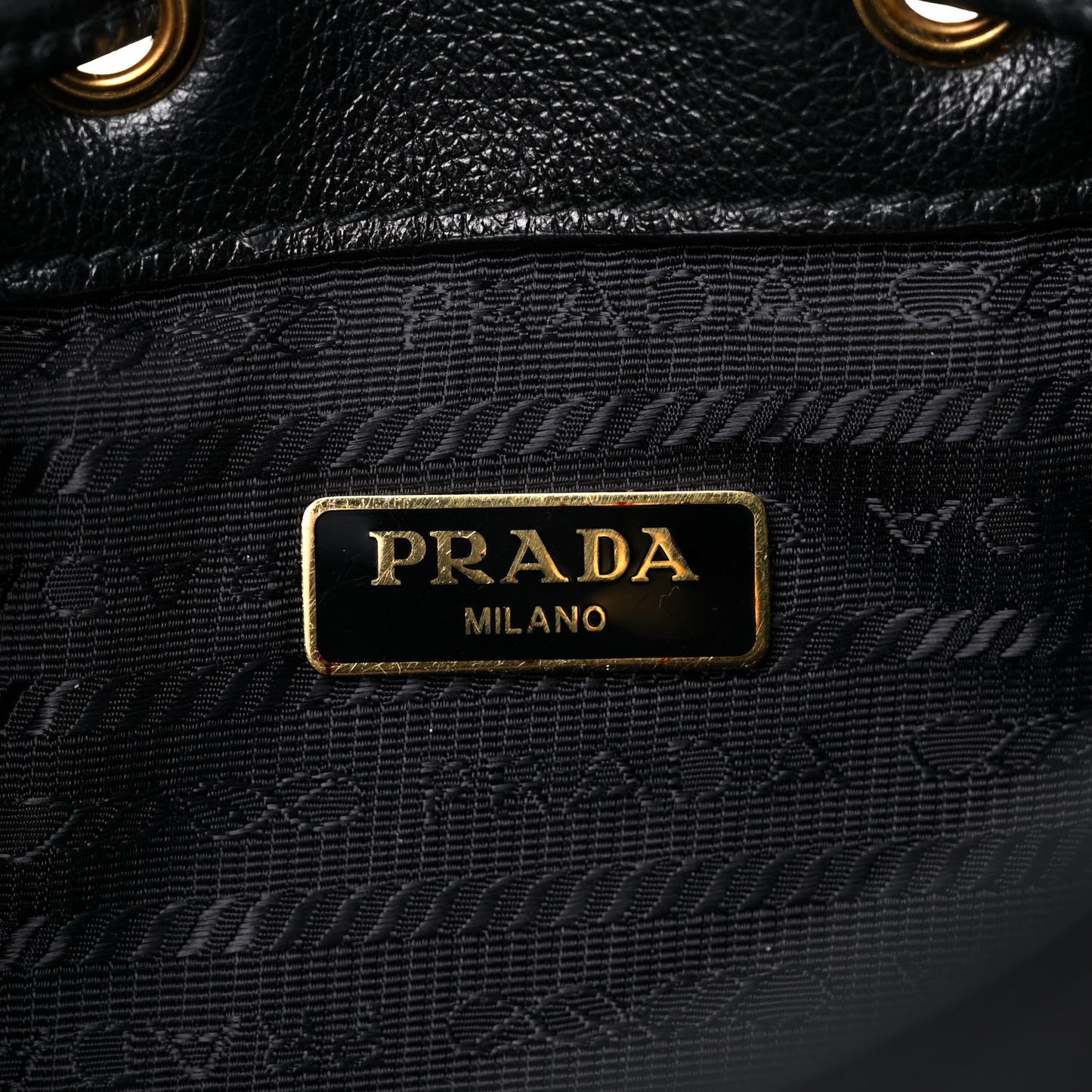 Glace Calfskin Embossed Secchiello Bucket Bag Black