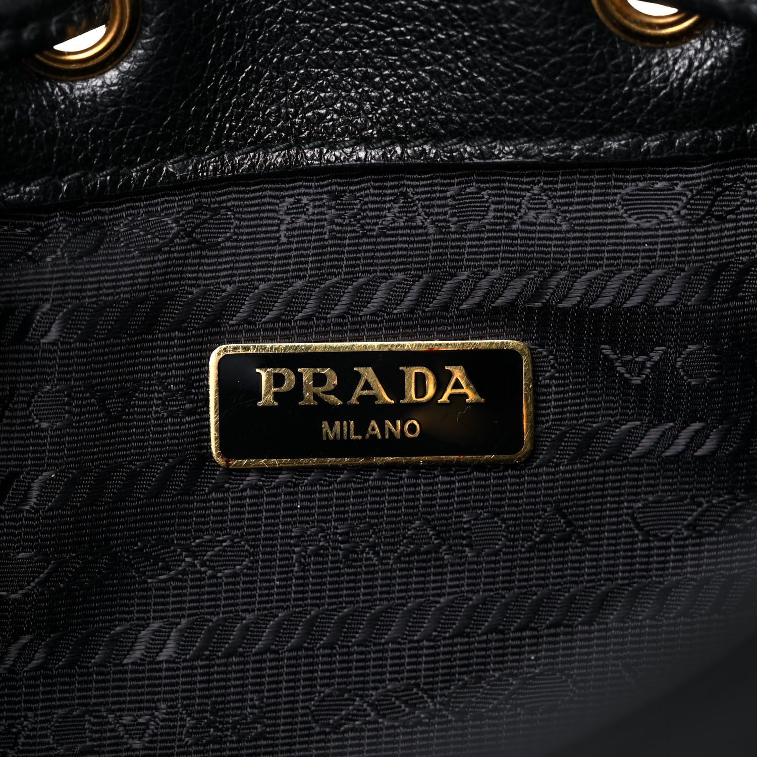 Prada Glace Calfskin Embossed Secchiello Bucket Bag Black 6 of 14