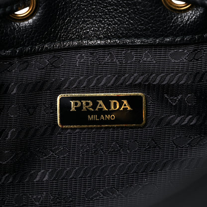 Prada Glace Calfskin Embossed Secchiello Bucket Bag Black 6 of 14