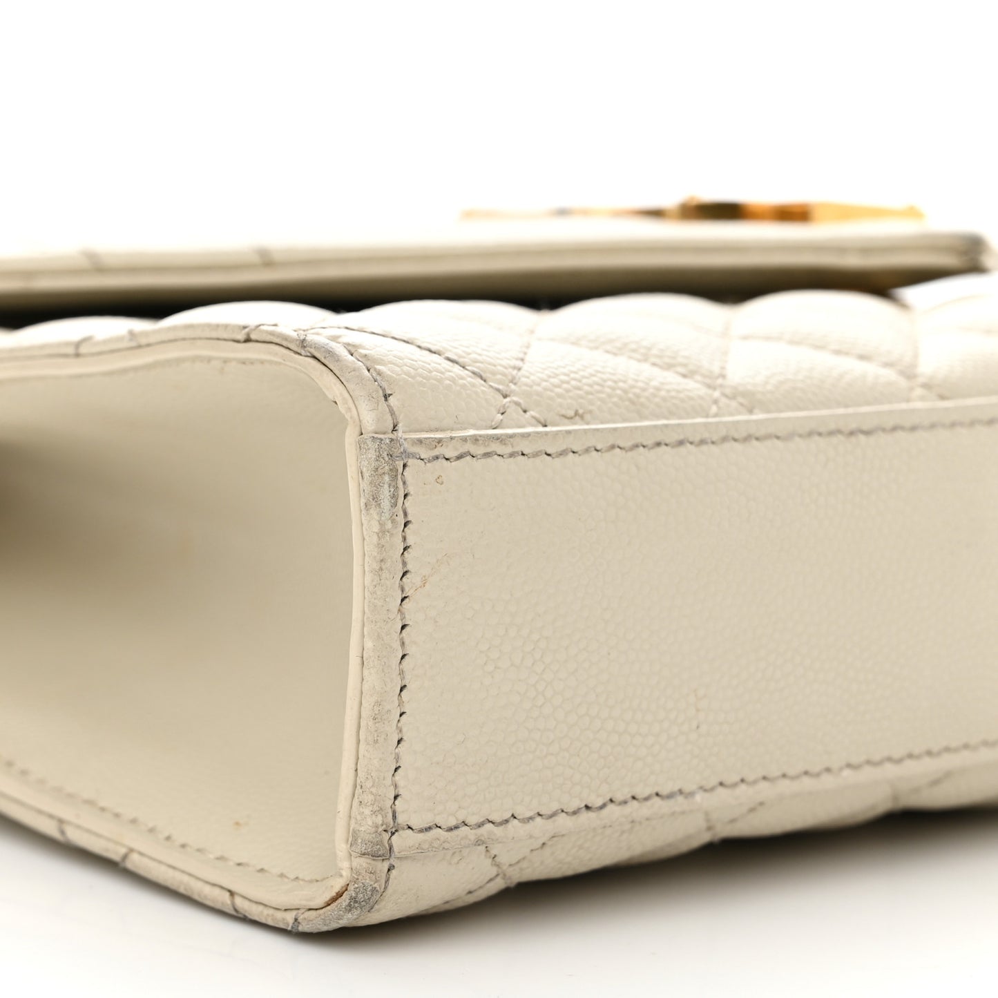 Grain De Poudre Textured Mixed Matelasse Triquilt Medium Monogram Satchel Crema Soft