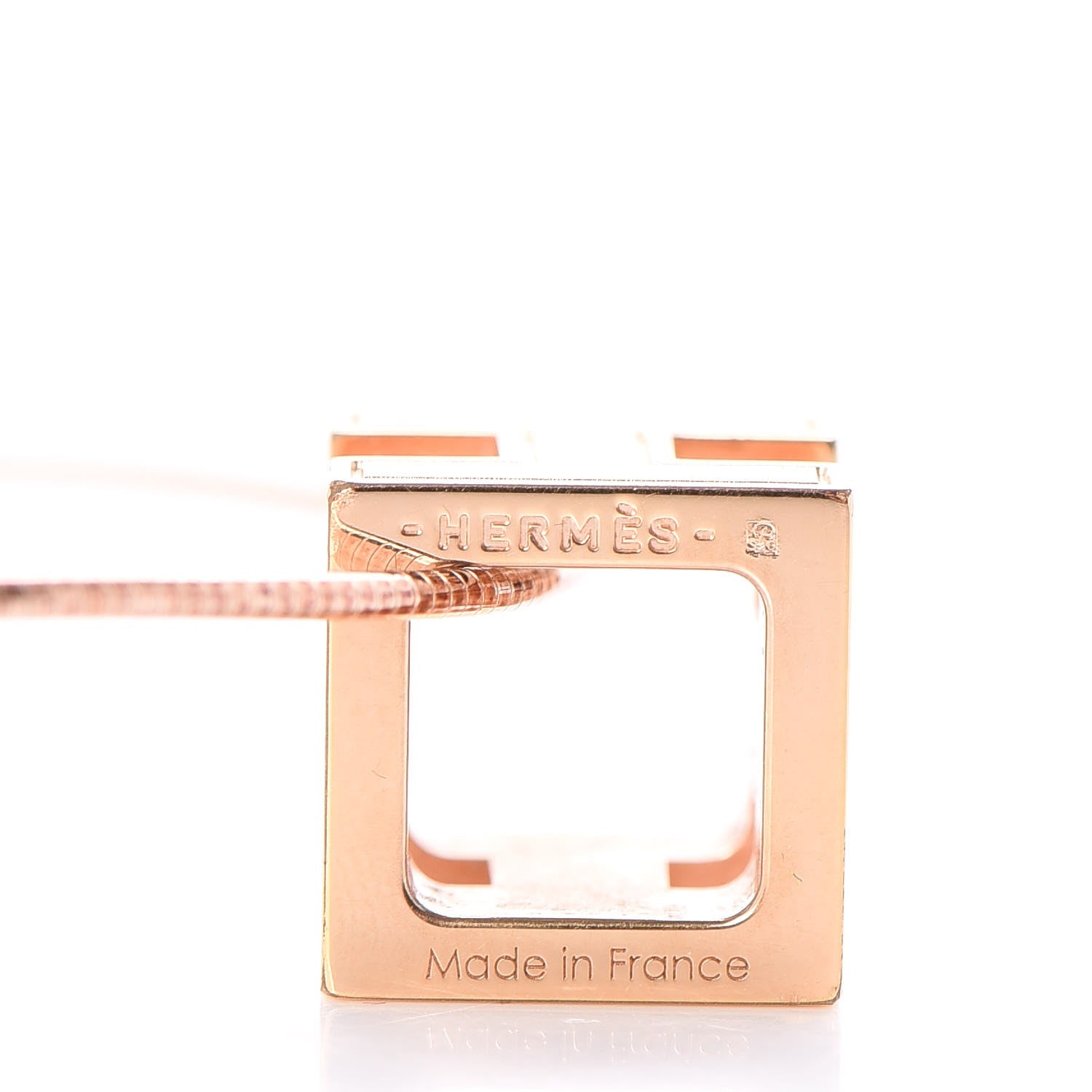 Hermes Rose Gold Lacquered Cage d'H Pendant Necklace Orange Fonce 6 of 8