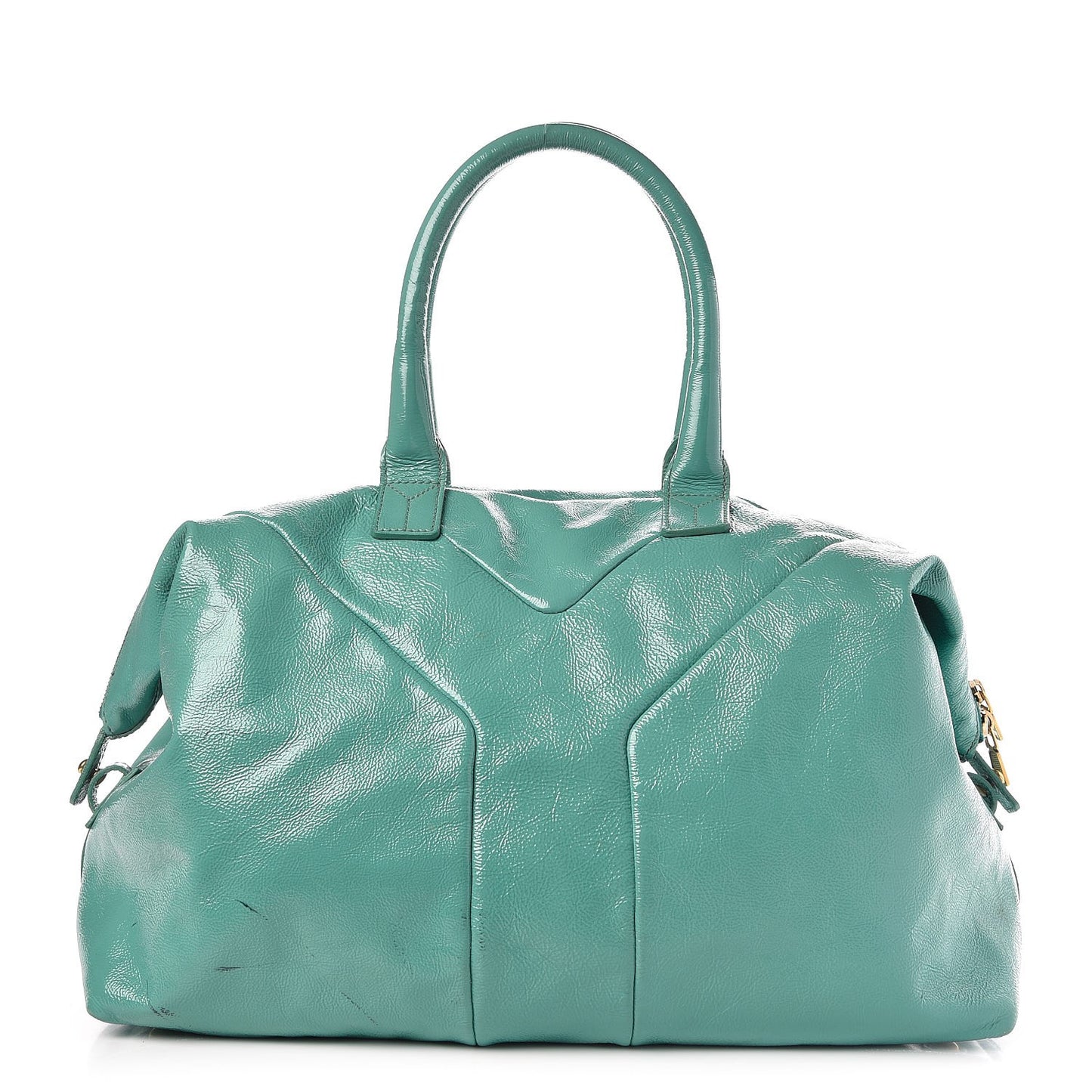 Patent Calfskin Medium Easy Sac Turquoise