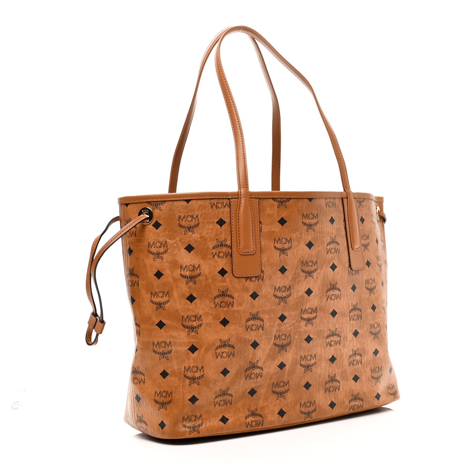 MCM Visetos Medium Reversible Shopper Tote Cognac 5 of 15