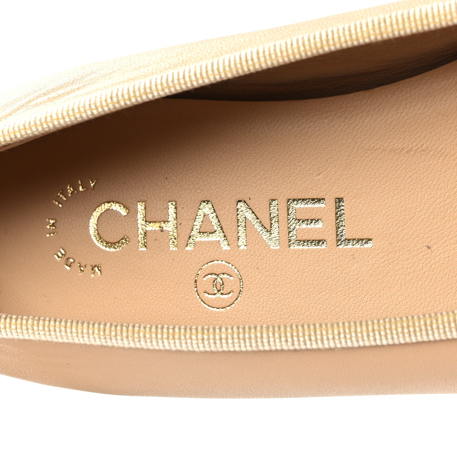 Chanel Lambskin Cap Toe CC Ballerina Flats 36 Beige Black 8 of 8