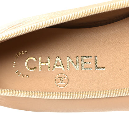 Chanel Lambskin Cap Toe CC Ballerina Flats 36 Beige Black 8 of 8