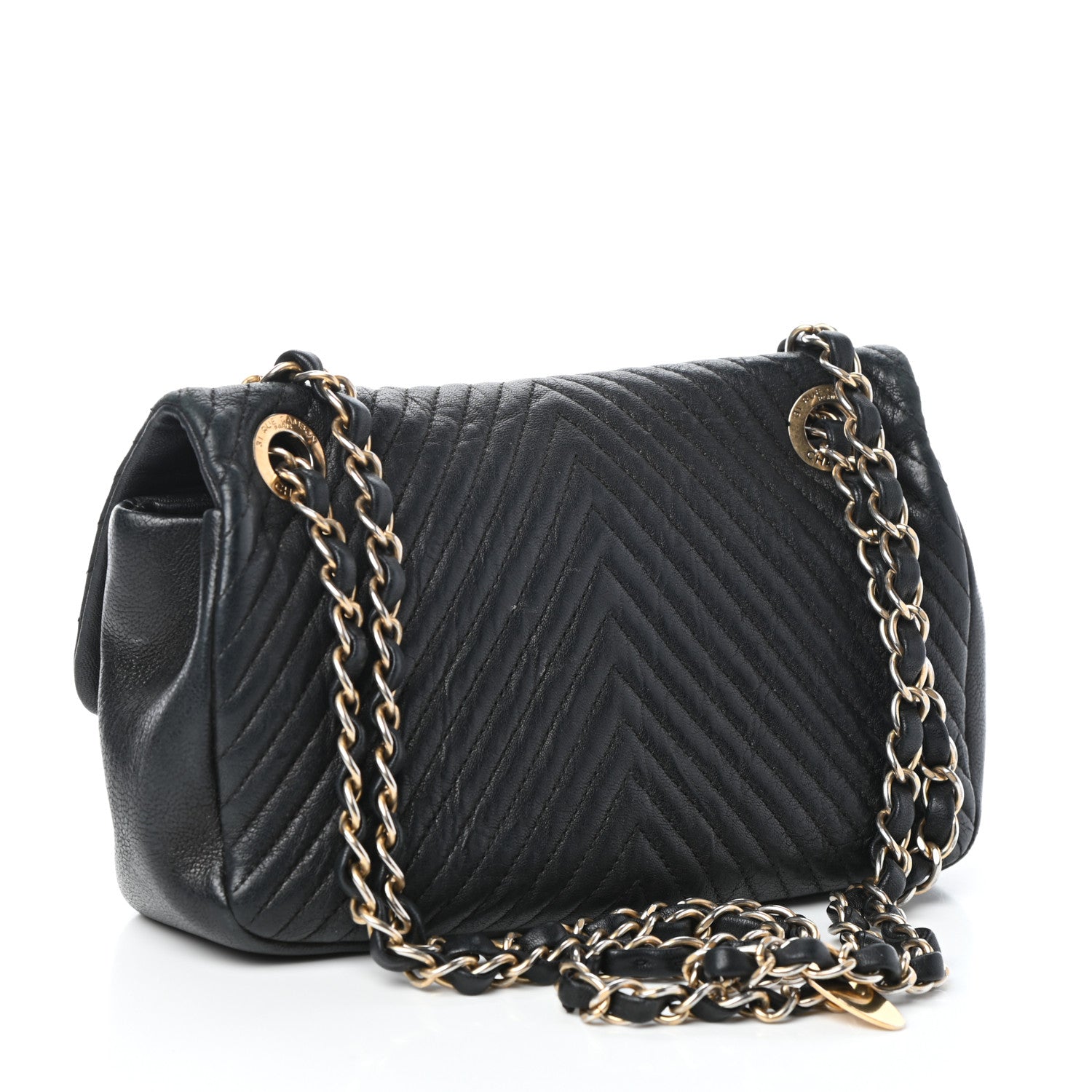 Chanel Calfskin Surpique Chevron Small Flap Black 3 of 9