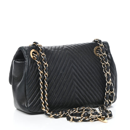 Chanel Calfskin Surpique Chevron Small Flap Black 3 of 9
