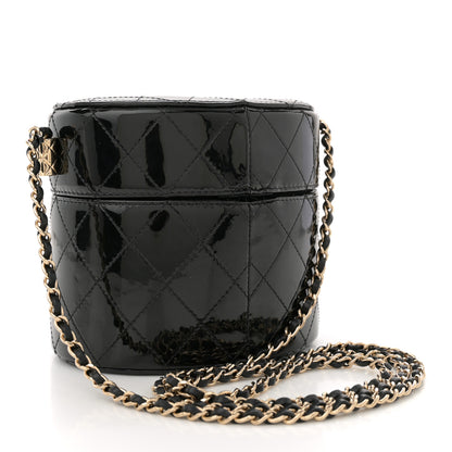 Chanel Patent Quilted Round Clutch With Chain Black 3 of 10