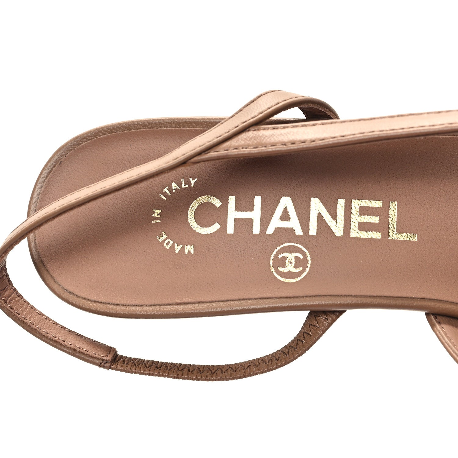Chanel Lambskin Cap Toe CC Slingback Pumps 36 Dark Beige Black 7 of 10