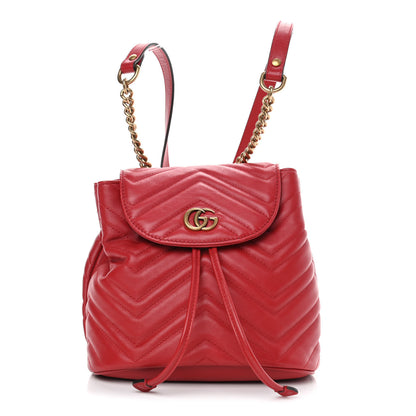 Gucci Calfskin Matelasse GG Marmont Flap Backpack Hibiscus Red 1 of 4