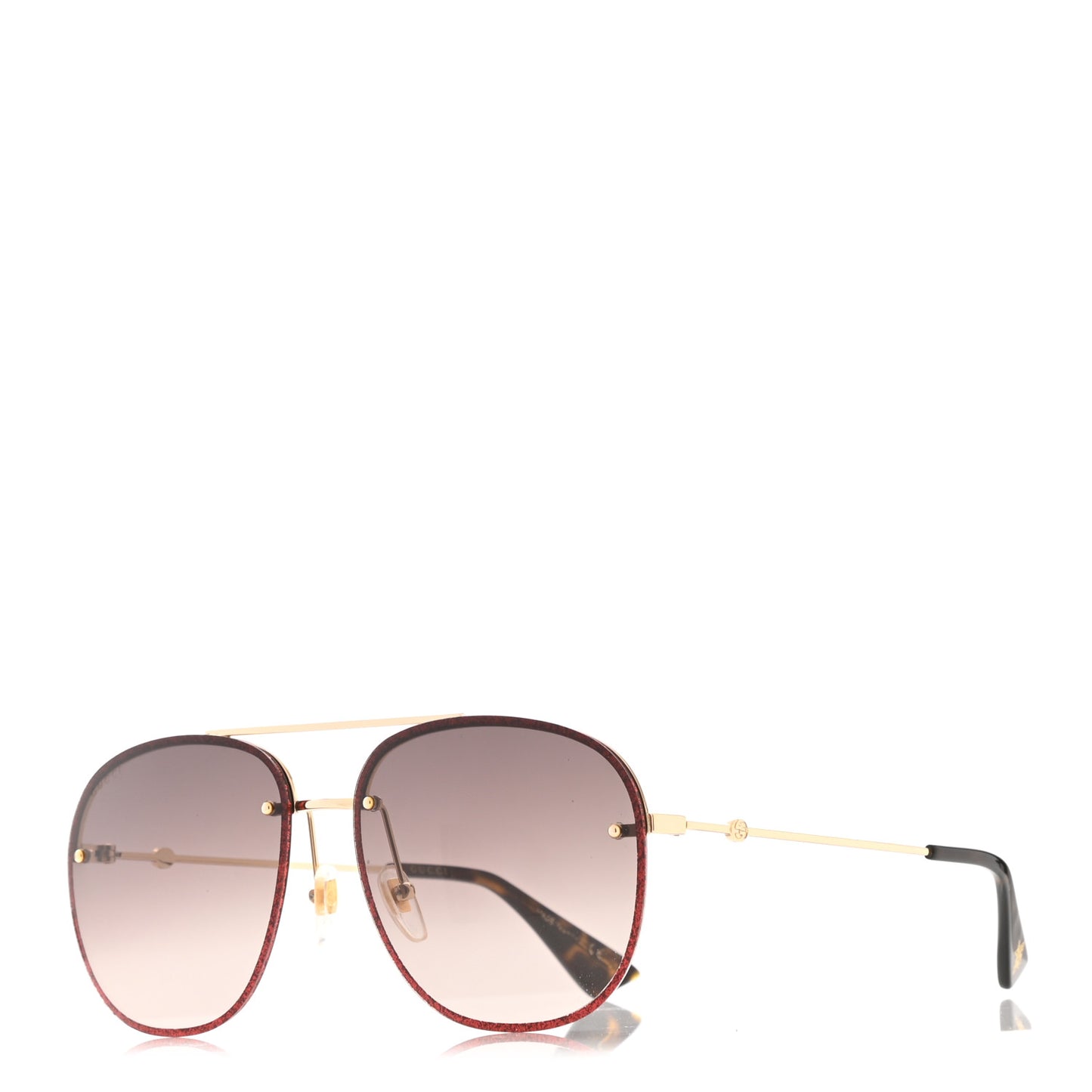 Metal Glitter Aviator Sunglasses G0227S Red Gold