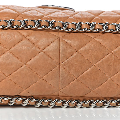 Chanel Washed Lambskin Chain Around Maxi Flap Bag Dark Beige 17 of 18