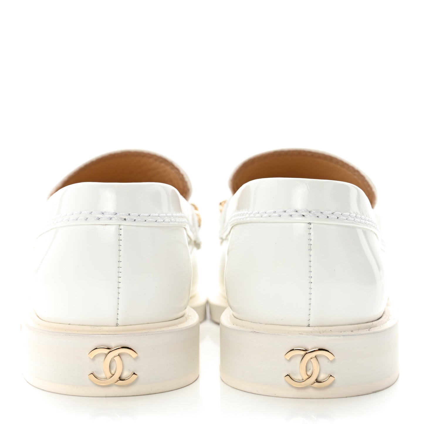 Shiny Calfskin Logo Loafers 35.5 White
