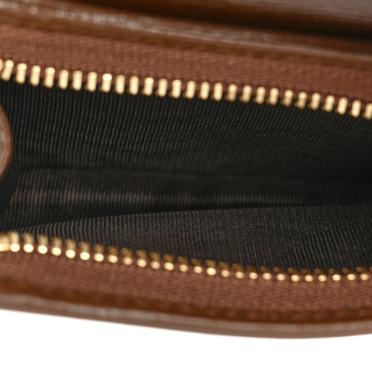 GG Supreme Monogram Horsebit 1955 Card Case Wallet Beige Ebony Brown Sugar