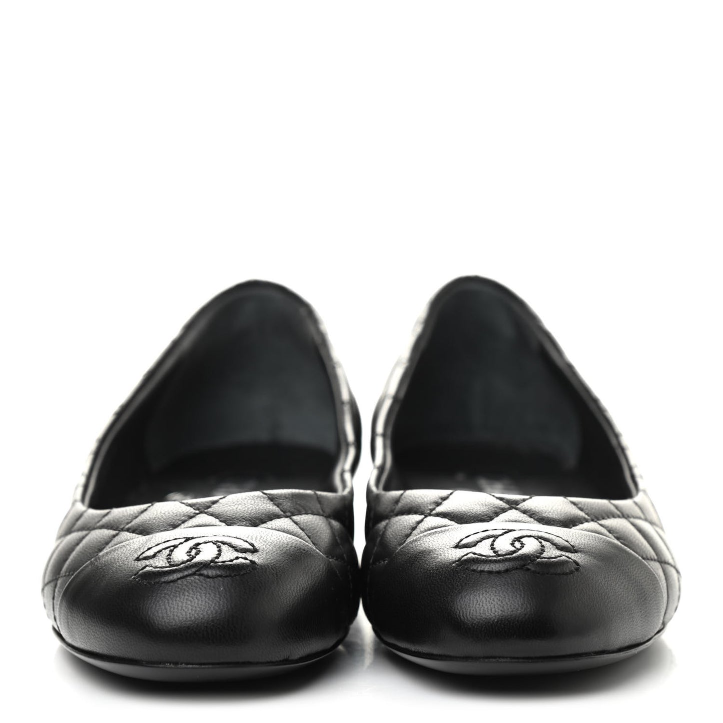 Lambskin Quilted CC Cap Toe Ballerina Flats 39 Black 35 Black