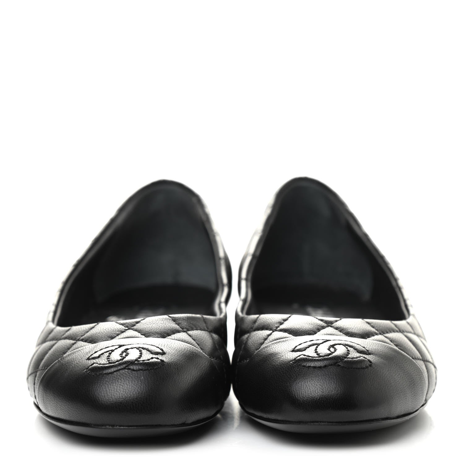 Chanel Lambskin Quilted CC Cap Toe Ballerina Flats 39 Black 35 Black 4 of 18